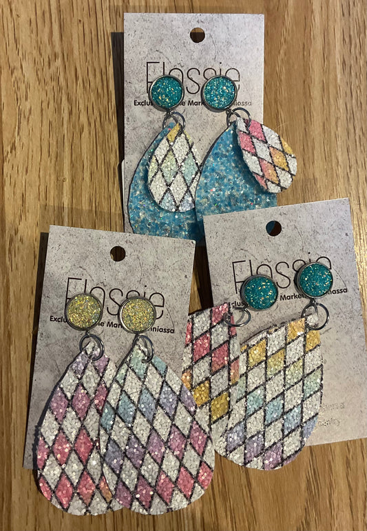 *Earrings Diamond Pastel Glitter Dangles