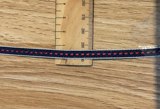 *Ribbon Navy & Red Grosgrain 6mm Per Metre