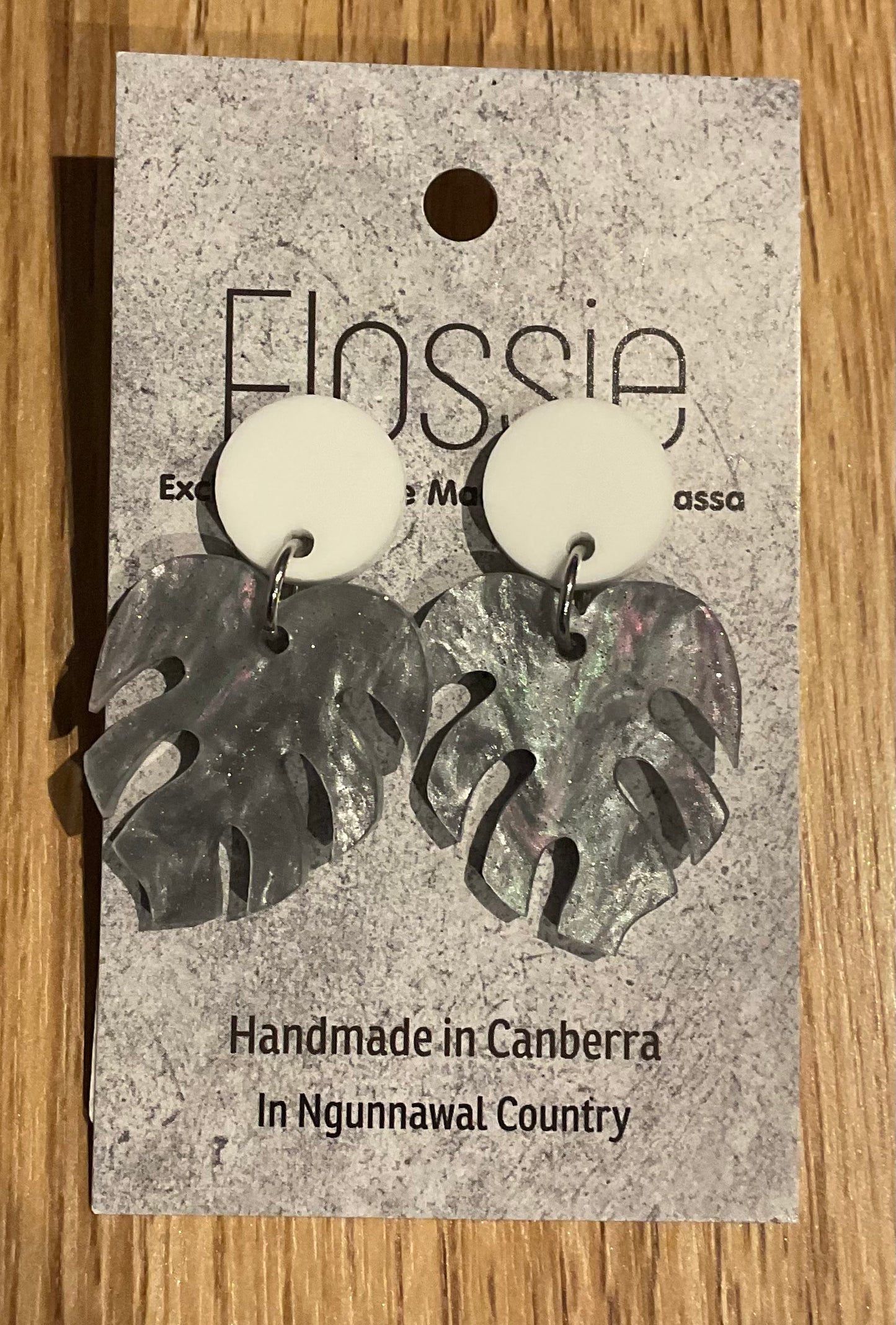 *Earrings Acrylic Marble Leaves Dangles