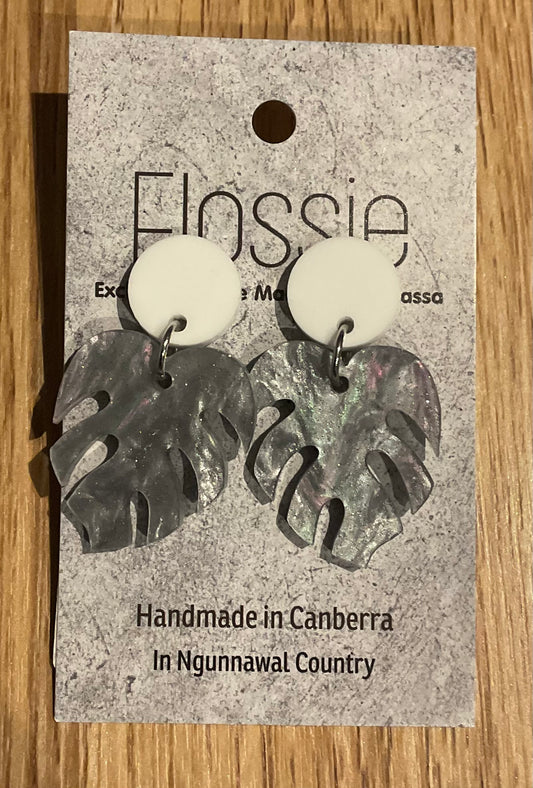 *Earrings Acrylic Marble Leaves Dangles