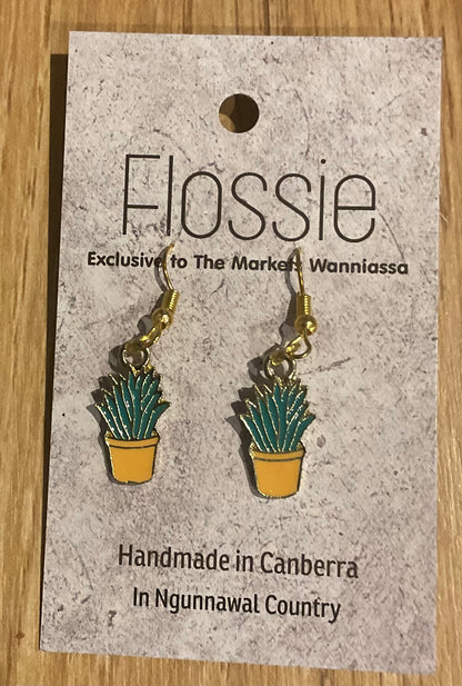 *Earrings Gold Plated Cactus Dangles