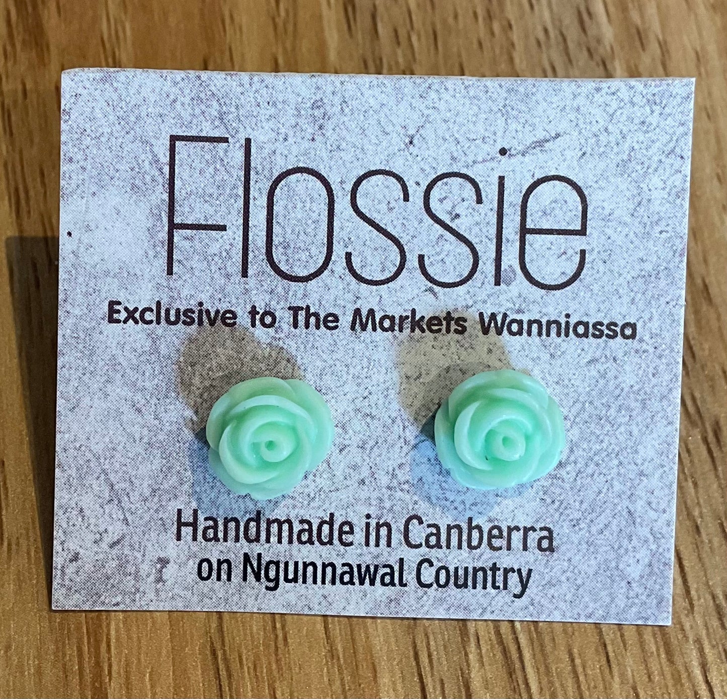 *Earrings Green Flower Studs