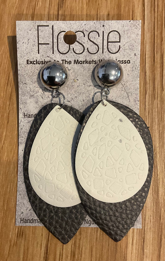 *Earrings Clip on Dangles  Faux Leather