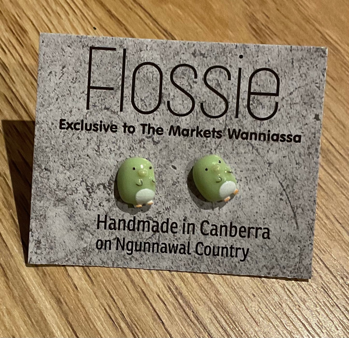 *Earrings Teeny Green Little Monster Studs