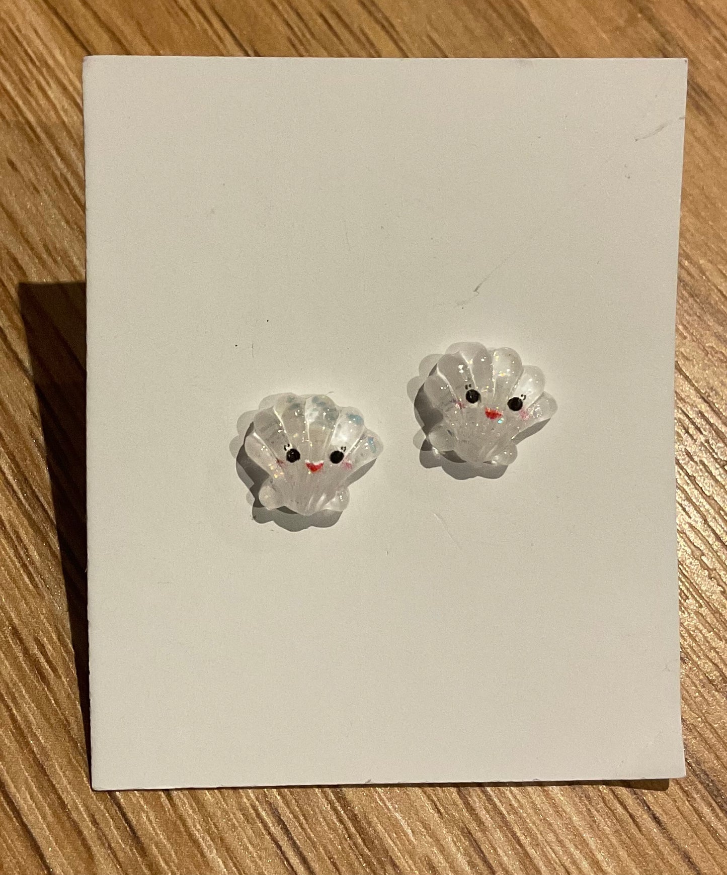 *Earrings Teeny White Shell Studs