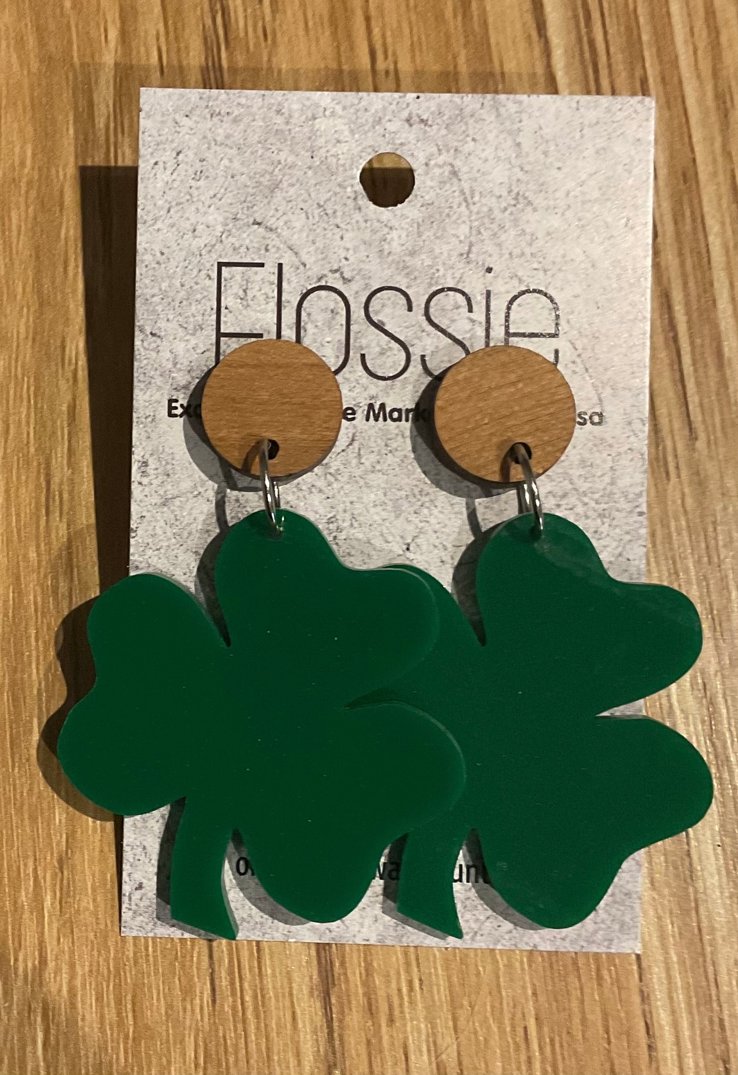 *Earrings Acrylic Four Leaf Clover Dangles