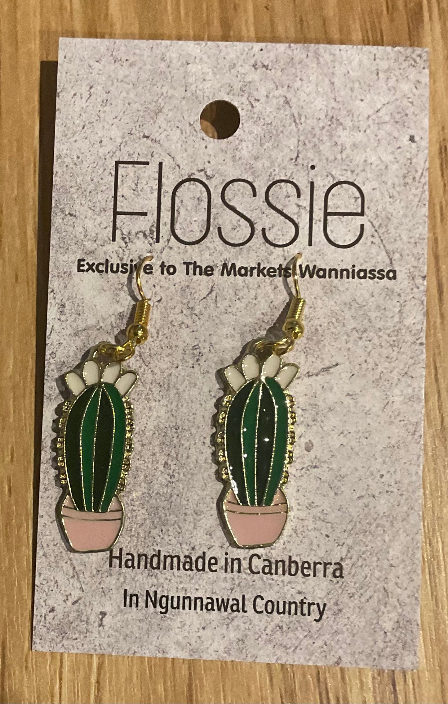 *Earrings Gold Plated Cactus Dangles