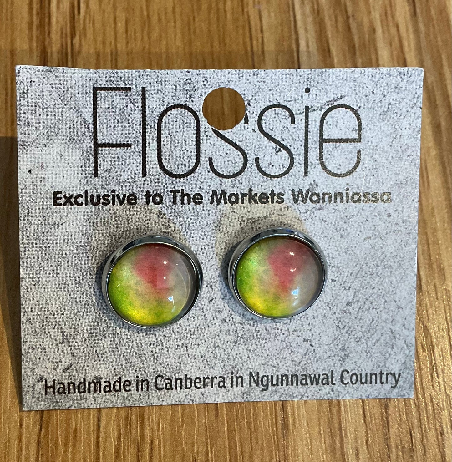 *Earrings Glass Dome Studs Citrus Ombre