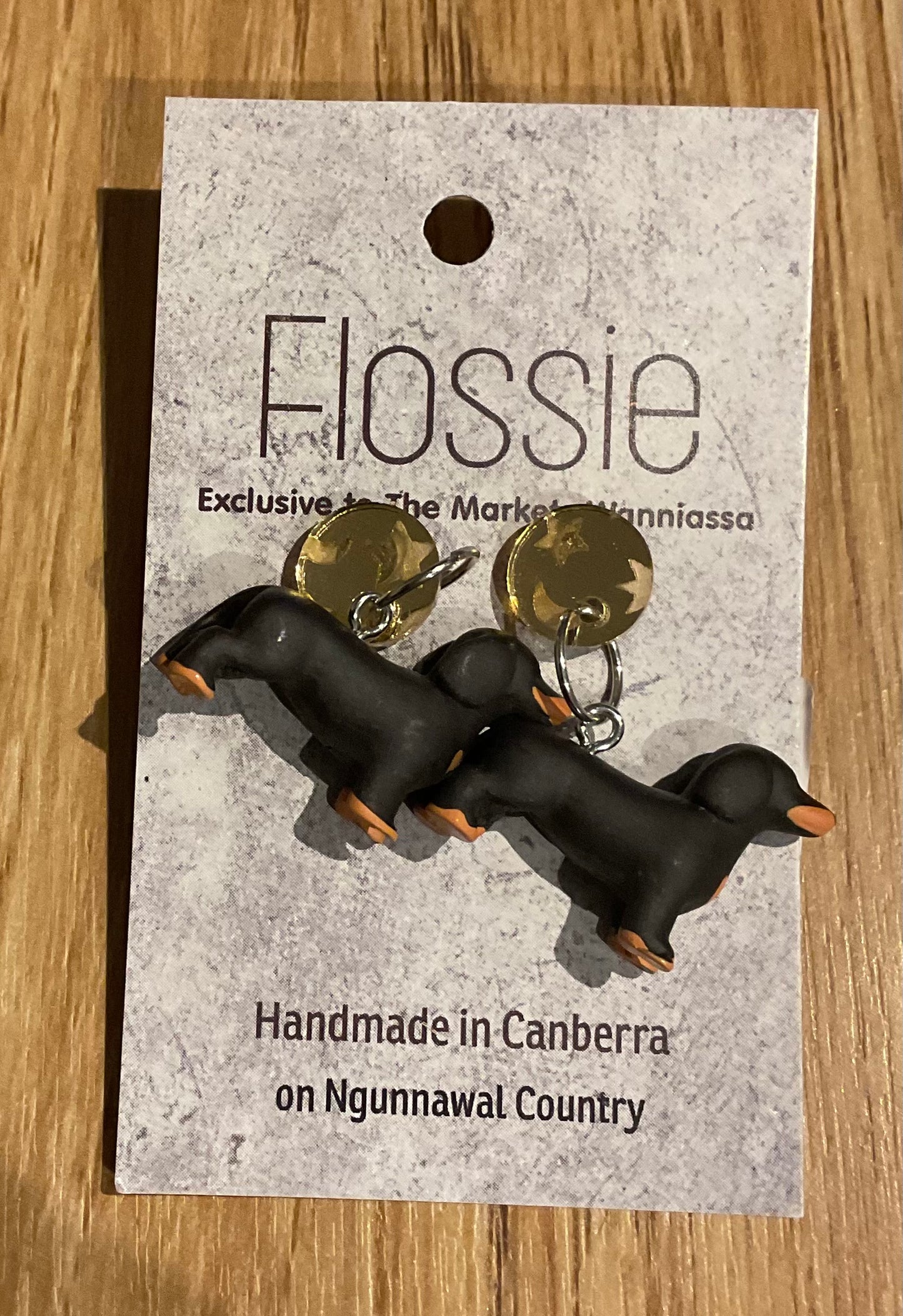*Earrings Dachshund Dangles Black