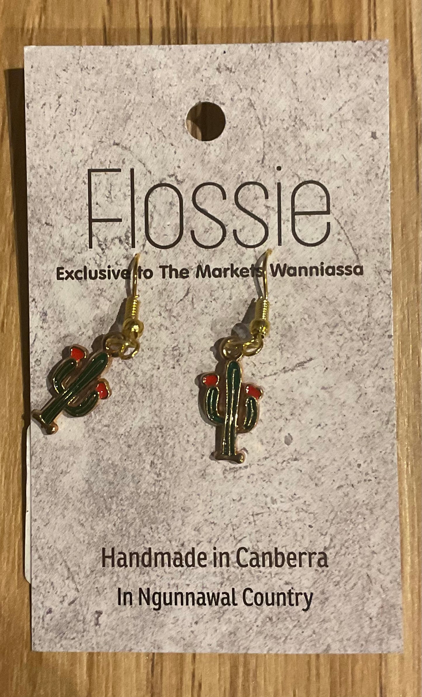 *Earrings Gold Plated Cactus Dangles