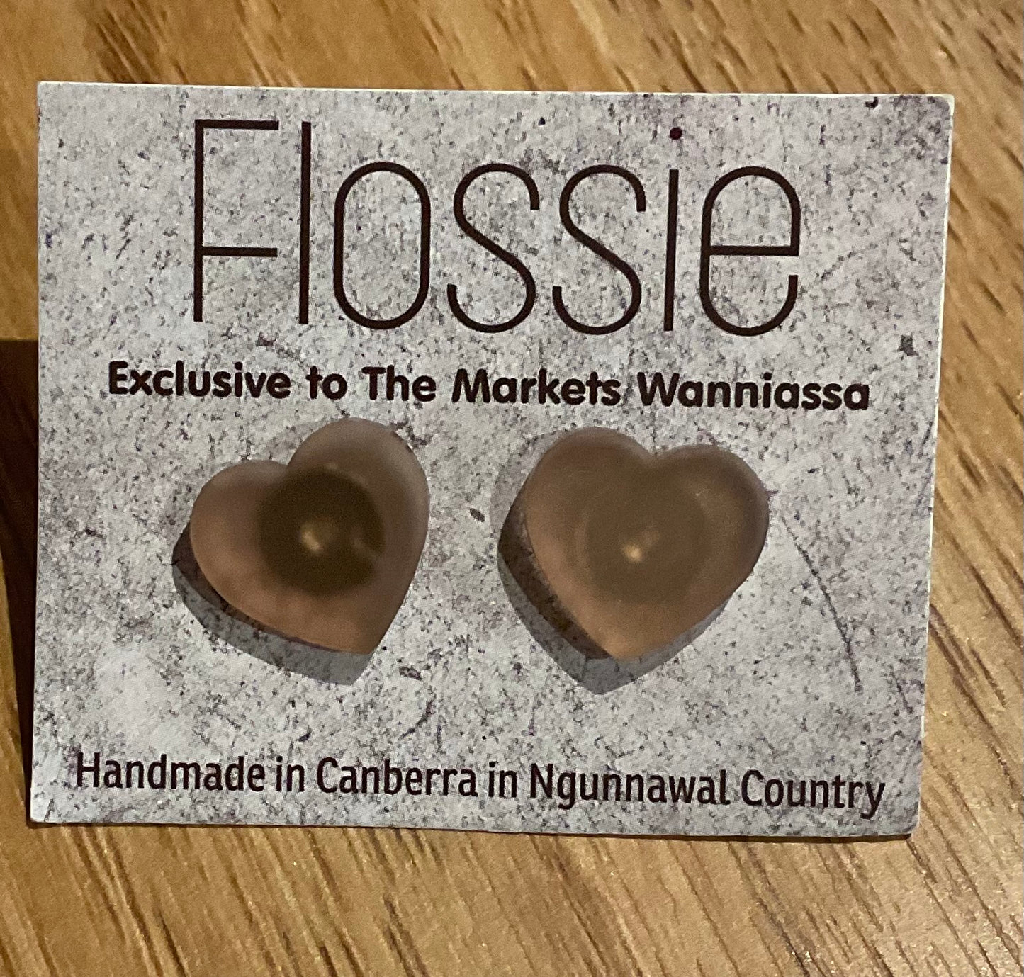 *Earrings Opaque Brown Heart Studs