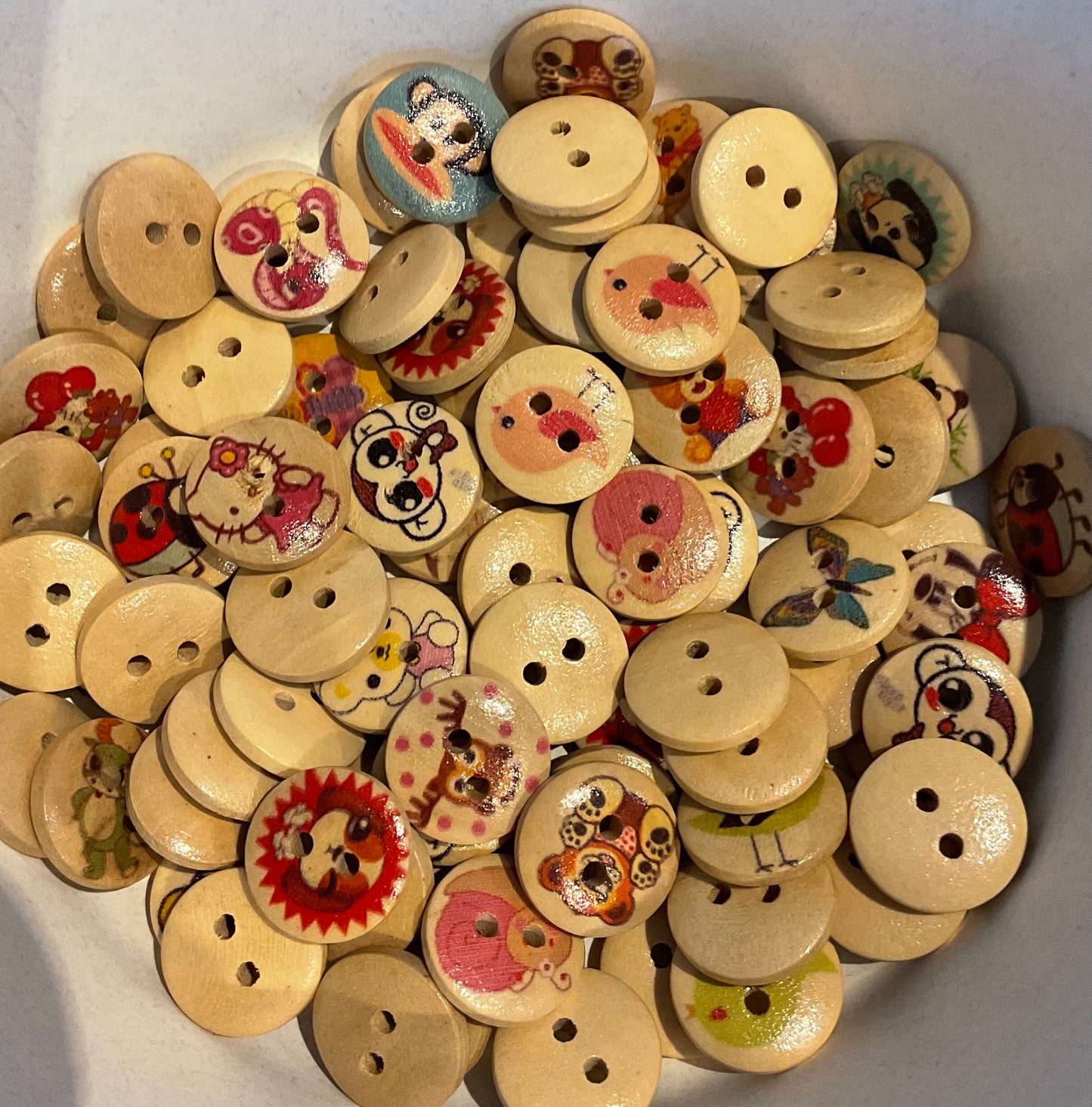 *Loose Buttons - Wooden Printed Animals