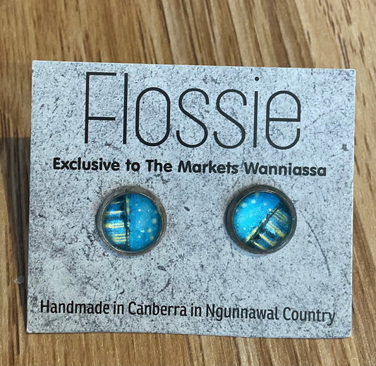 *Earrings Blue Art Glass Studs