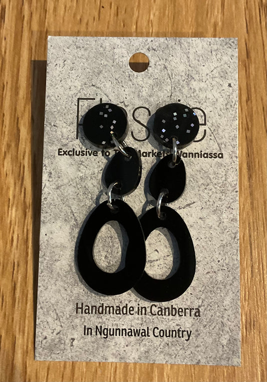 *Earrings Acrylic Black Dangles