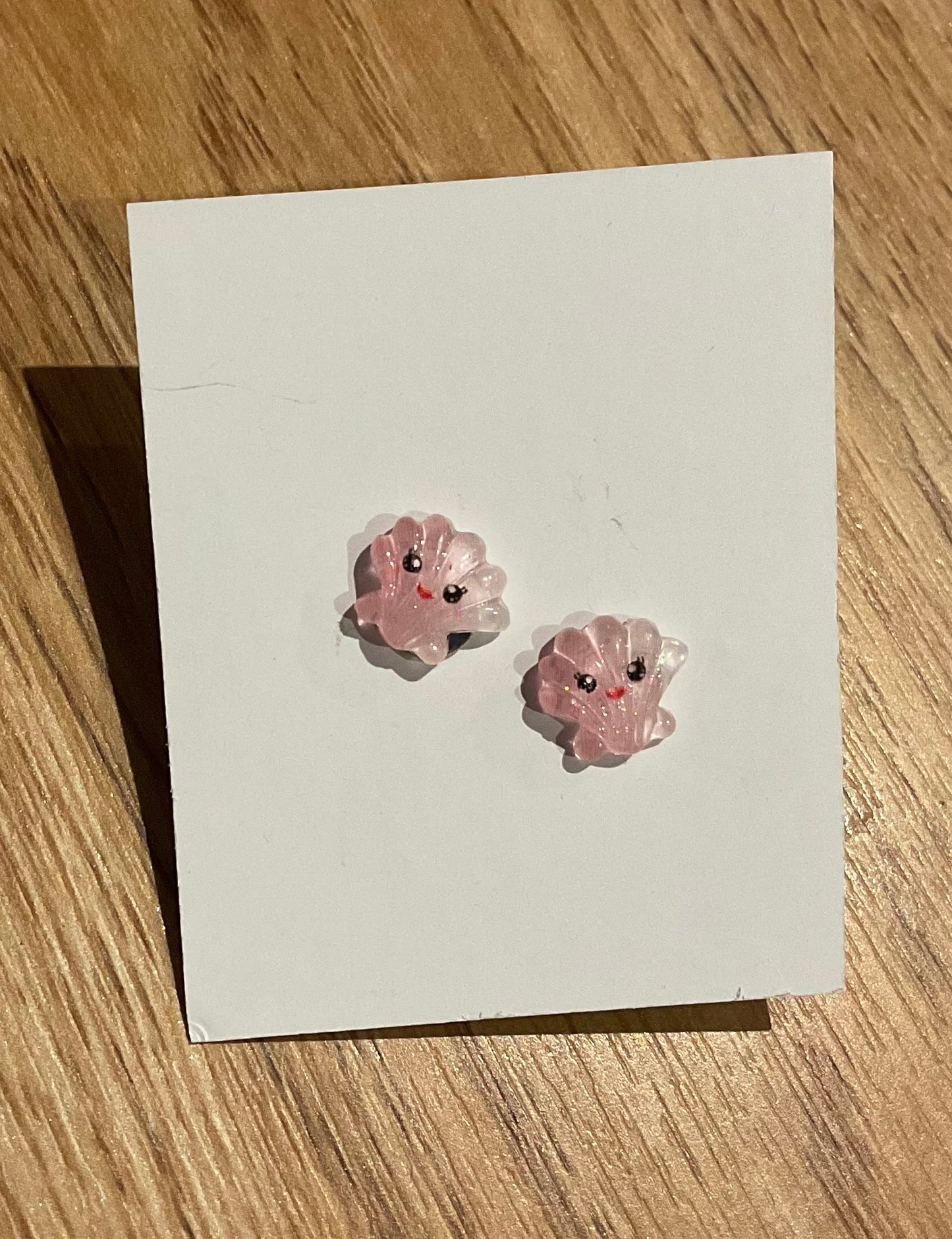 *Earrings Teeny Pink  Shell Studs