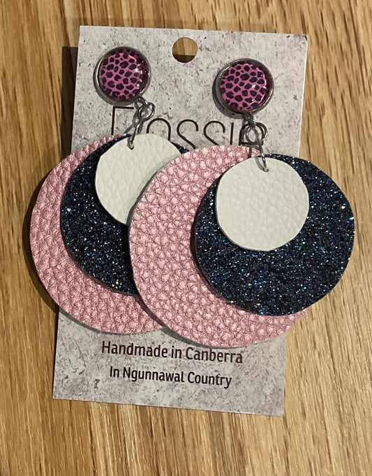*Earrings Pink Three Layered Dangles