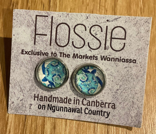 *Earrings Turtle Glass Studs
