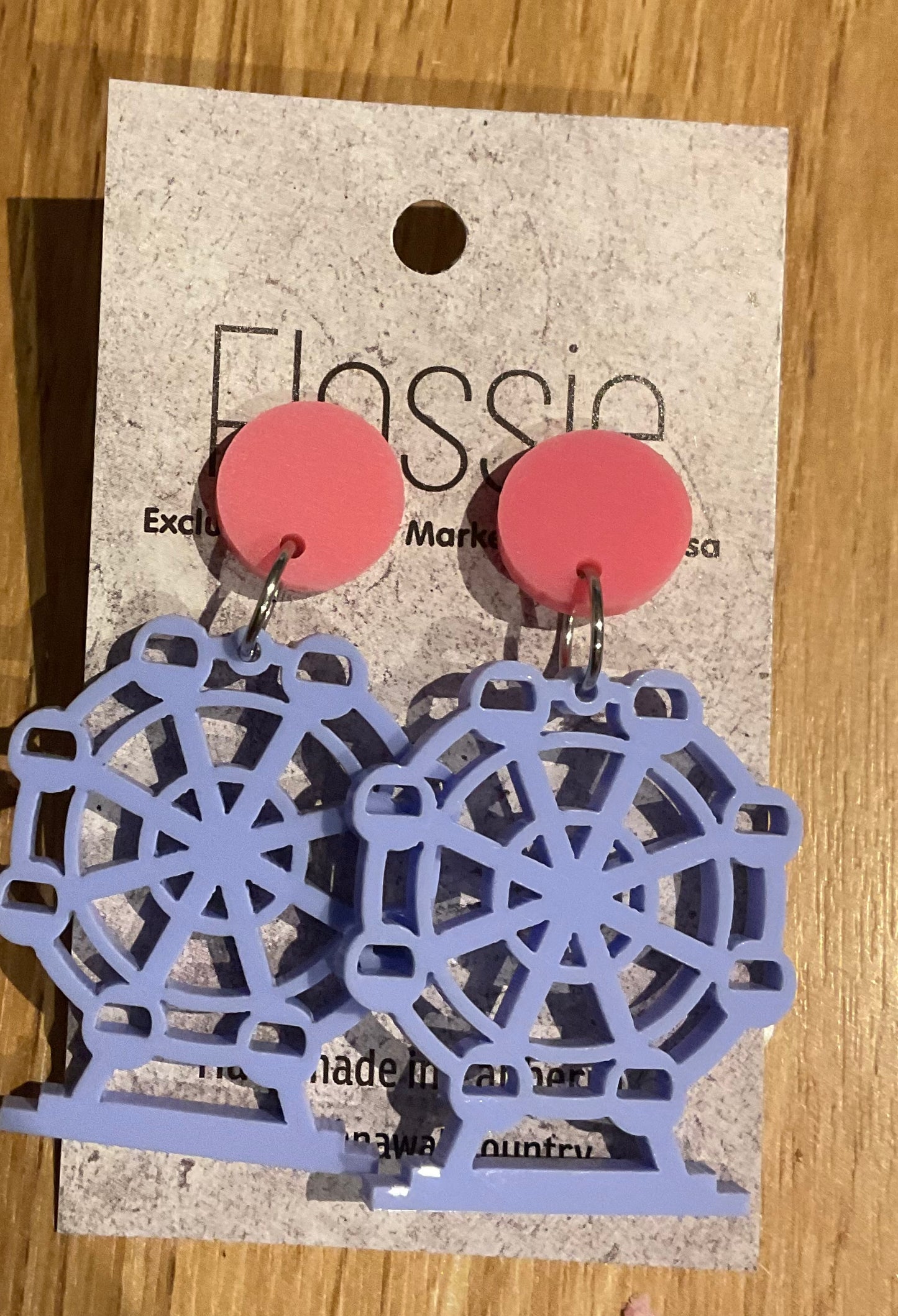 *Earrings Acrylic Blue Ferris Wheel Dangles