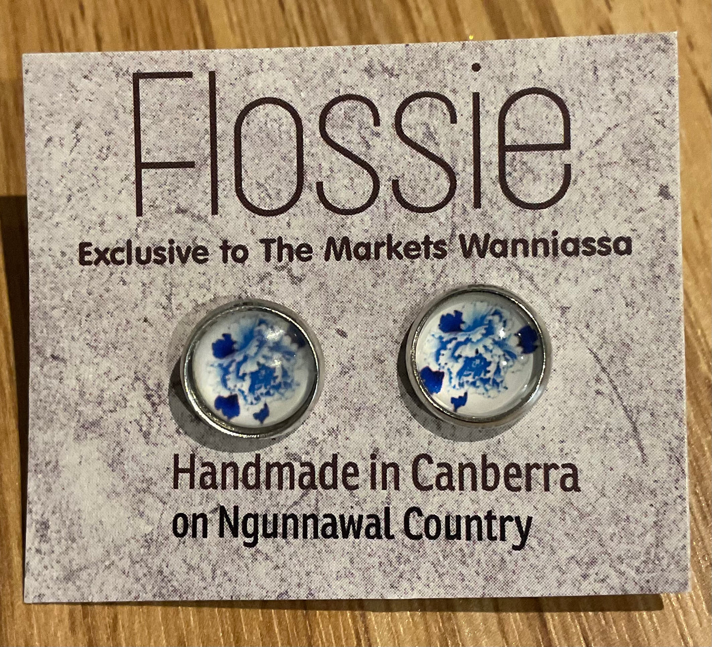 *Earrings Printed Glass Dome Studs