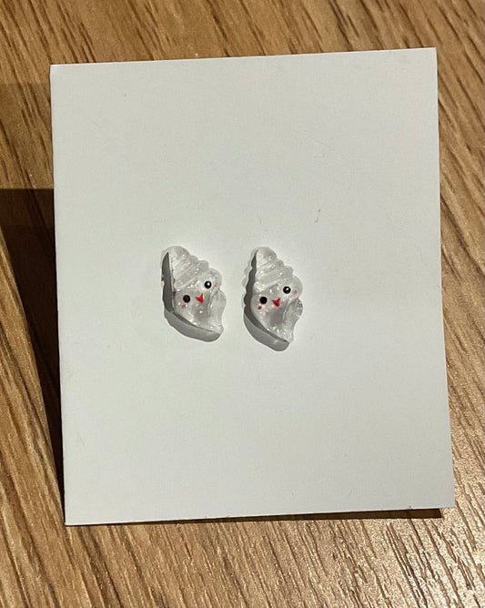 *Earrings Teeny White Shell Studs