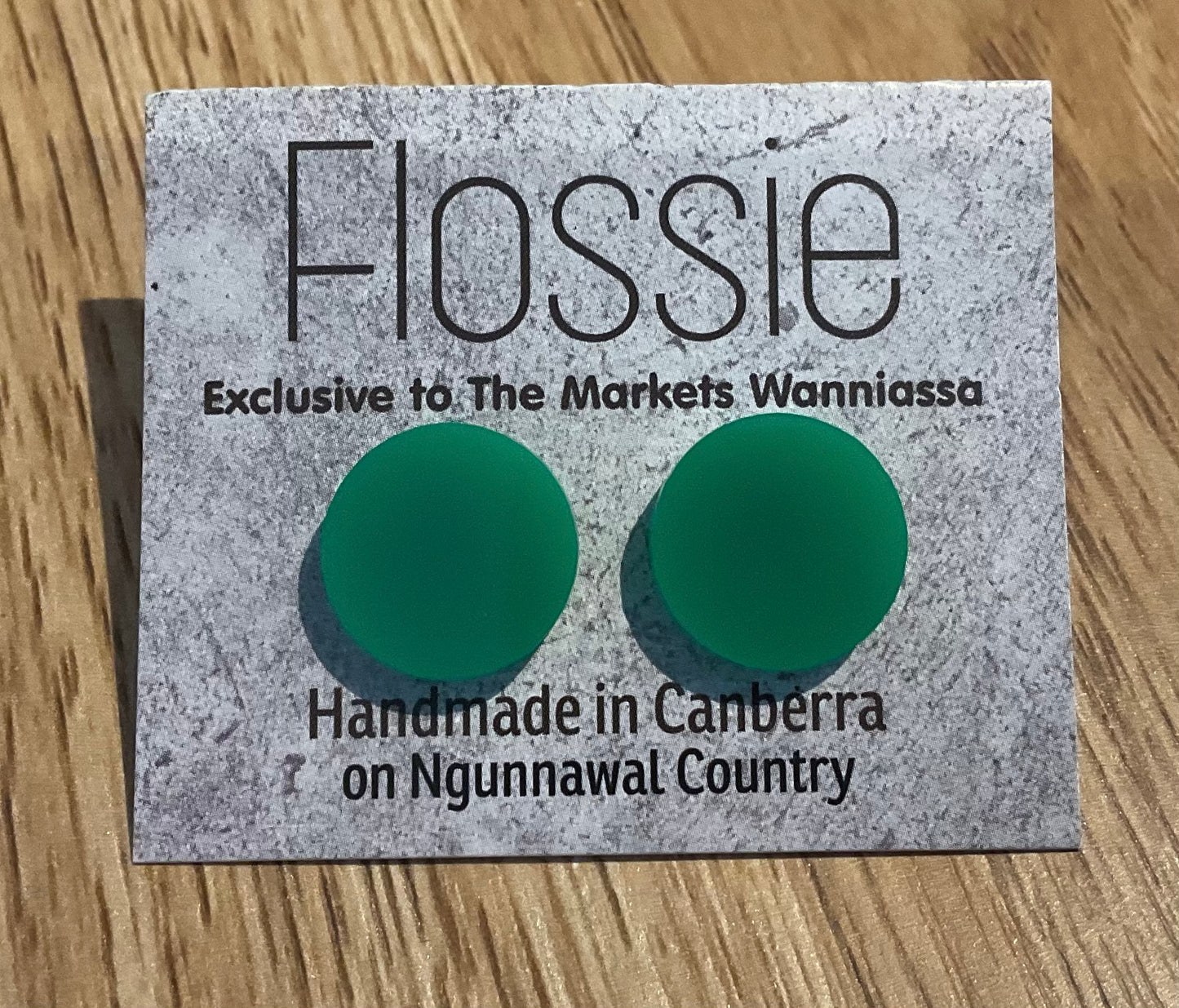 *Earrings Green Acrylic Round Studs