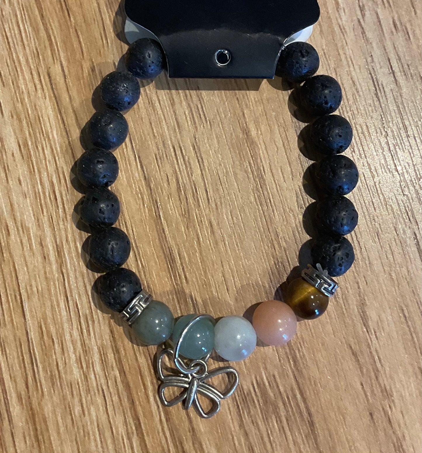 *Bracelet Lava Beads and Butterfly Charm