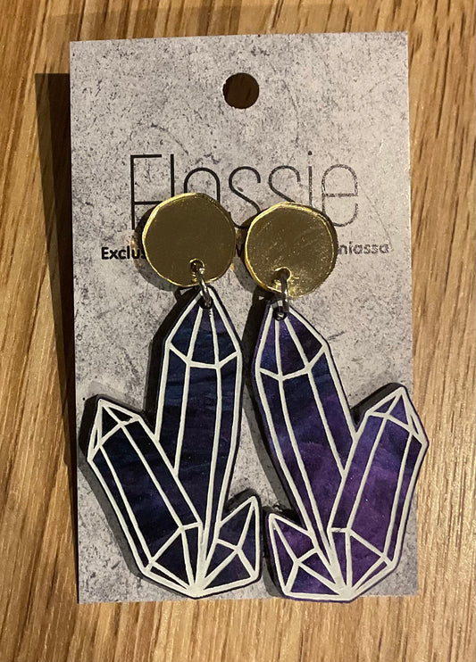 *Earrings Acrylic Hand Painted Crystals Dangles