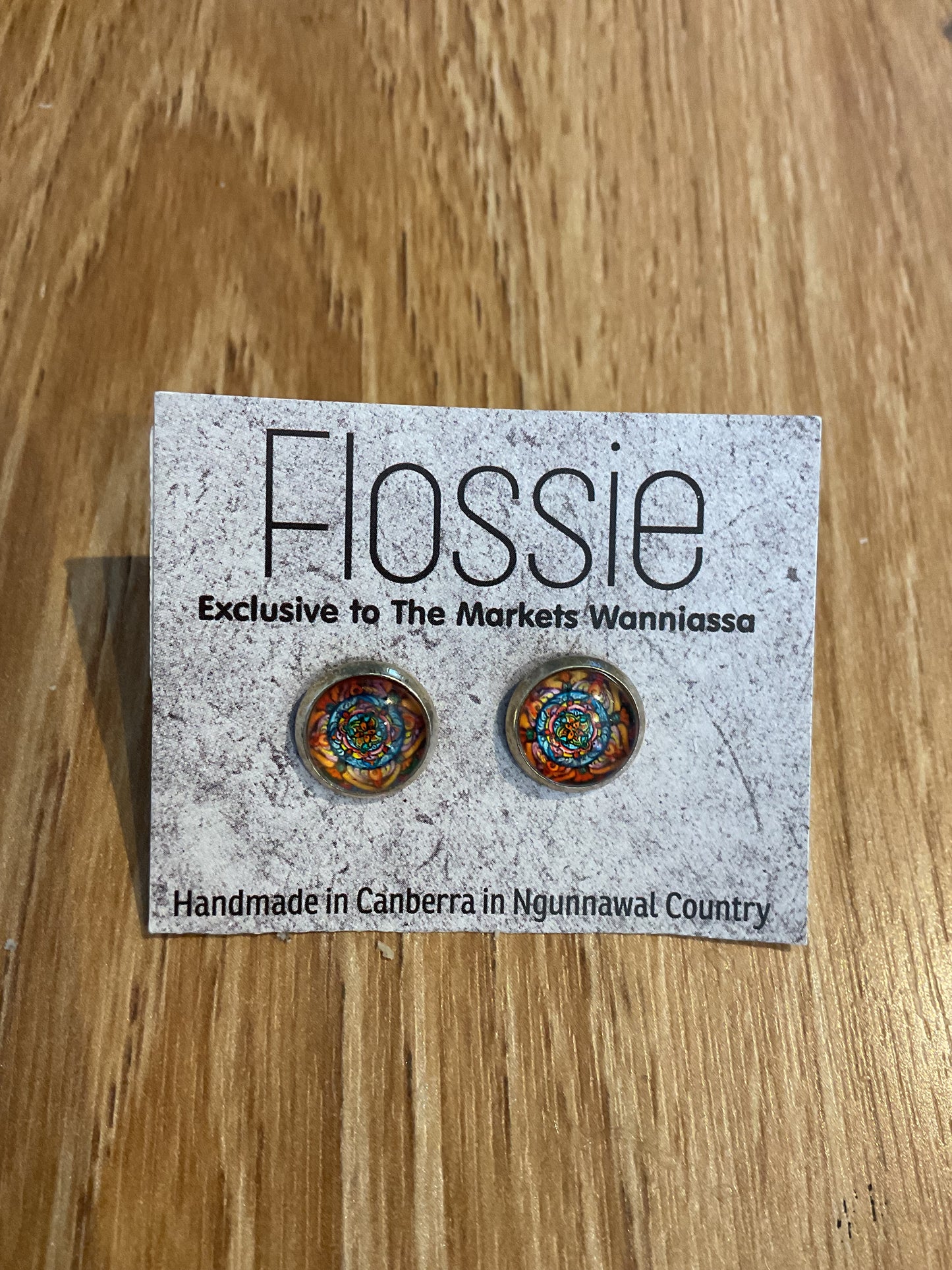 *Earrings Mandala Glass Dome Studs