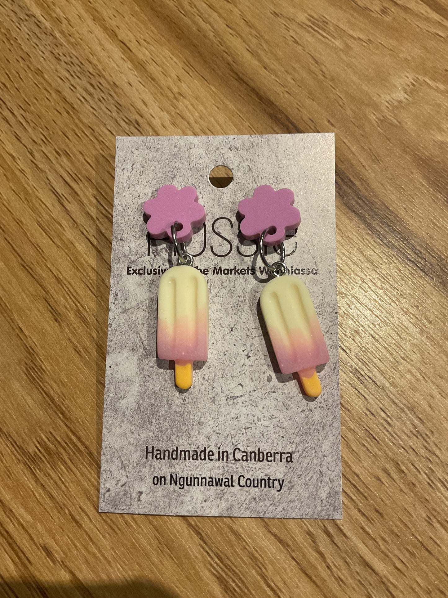 *Earrings Vanilla Strawberry Ice Cream Dangles