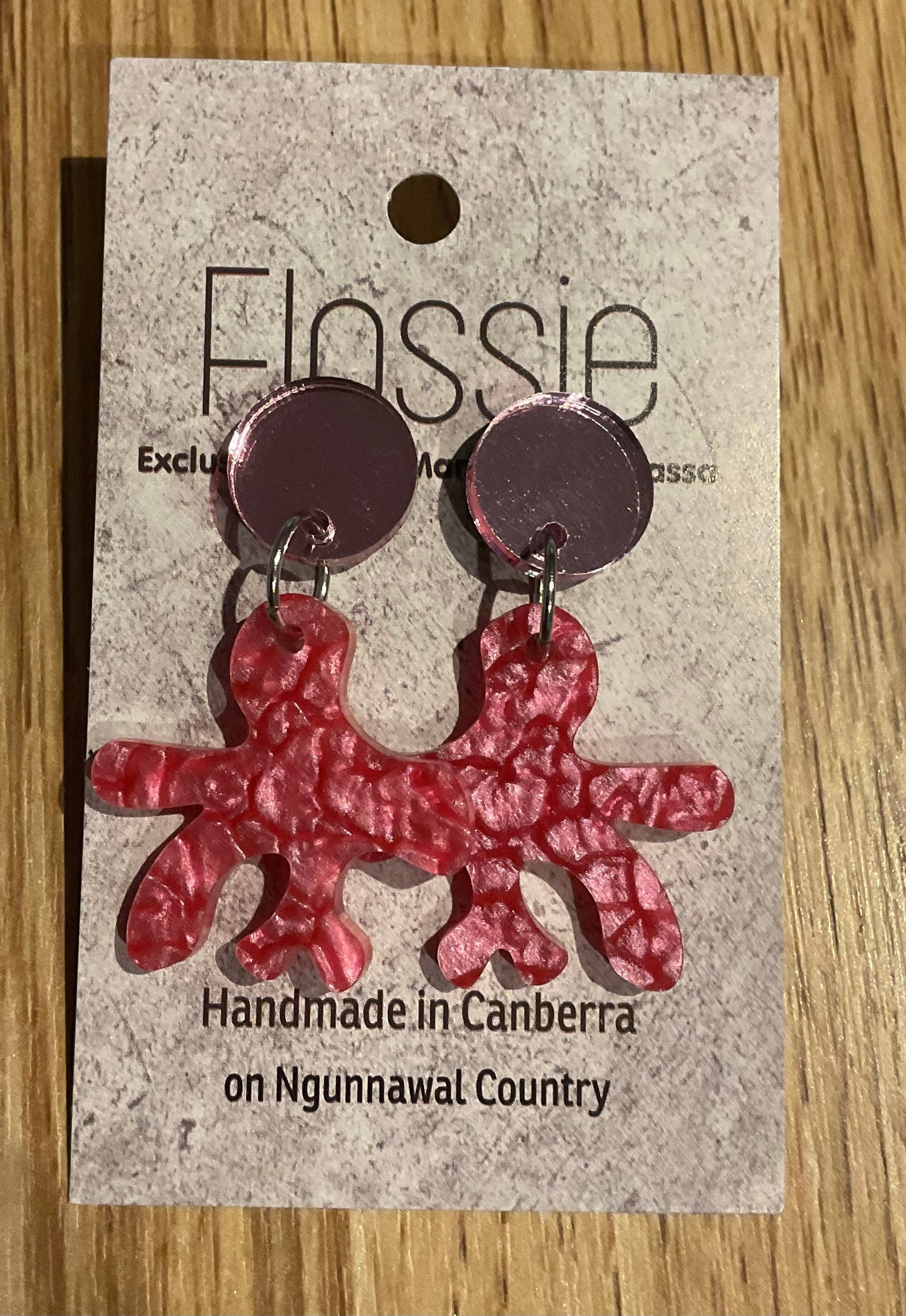 *Earrings Acrylic Pink Pearly Coral Dangles