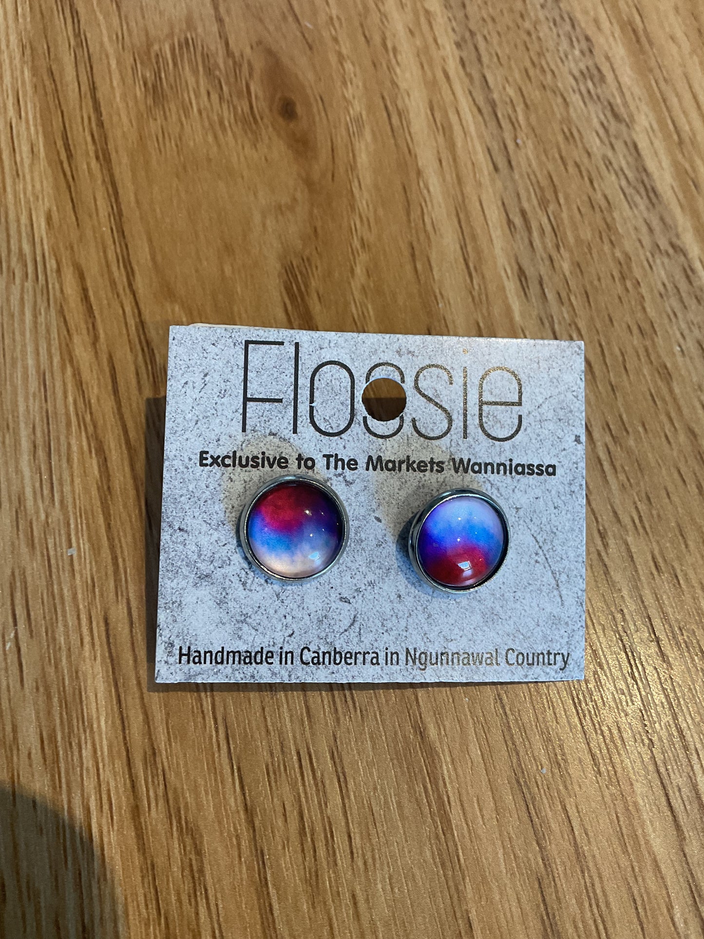*Earrings Glass Dome Studs Three Tone