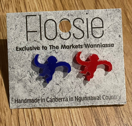 *Earrings Monkeys Red/Blue  Studs