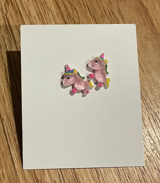 *Earrings Teeny Pink Unicorn Studs