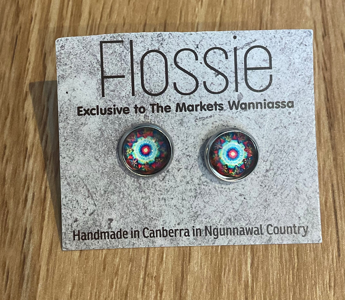 *Earrings Mandala Glass Dome Studs