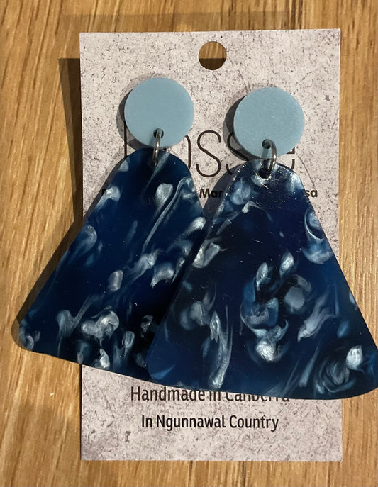 *Earrings Acrylic Large Blue Triangle Dangles