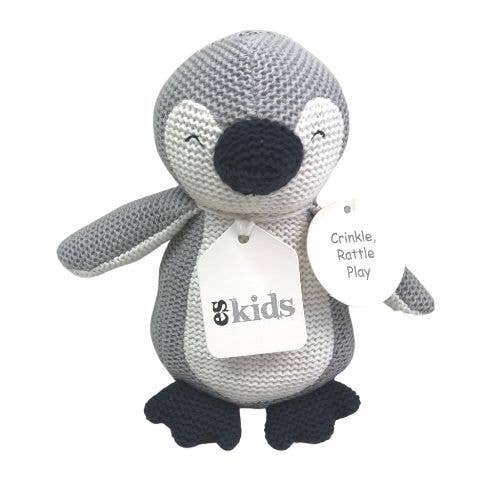 Eco Knitted Penguin Rattle/Crinkler