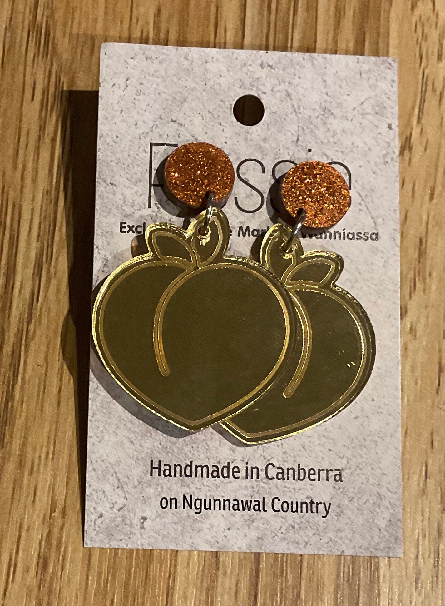 *Earrings Acrylic Mirror Peaches Dangles