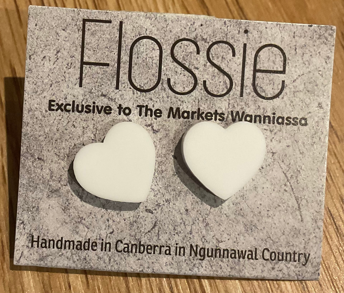 *Earrings White Heart Studs