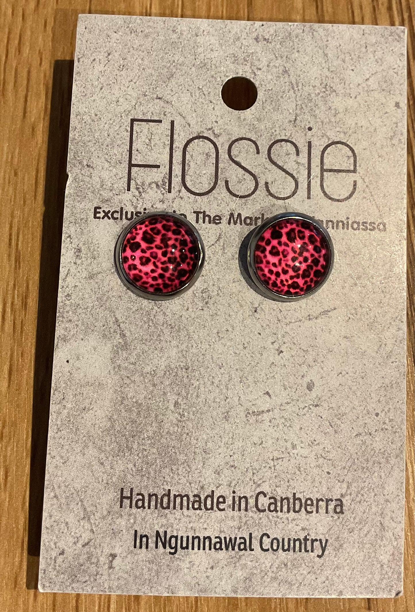 *Earrings Animal Print Hot Pink Studs