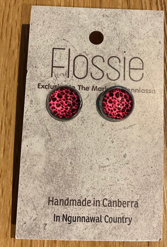 *Earrings Animal Print Hot Pink Studs