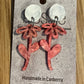 *Earrings Acrylic Pink Pearl Flower Dangles