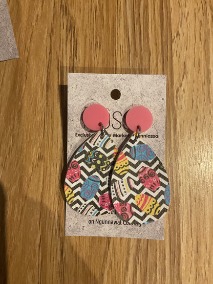 *Earrings Vinyl Easter Egg Print Dangles