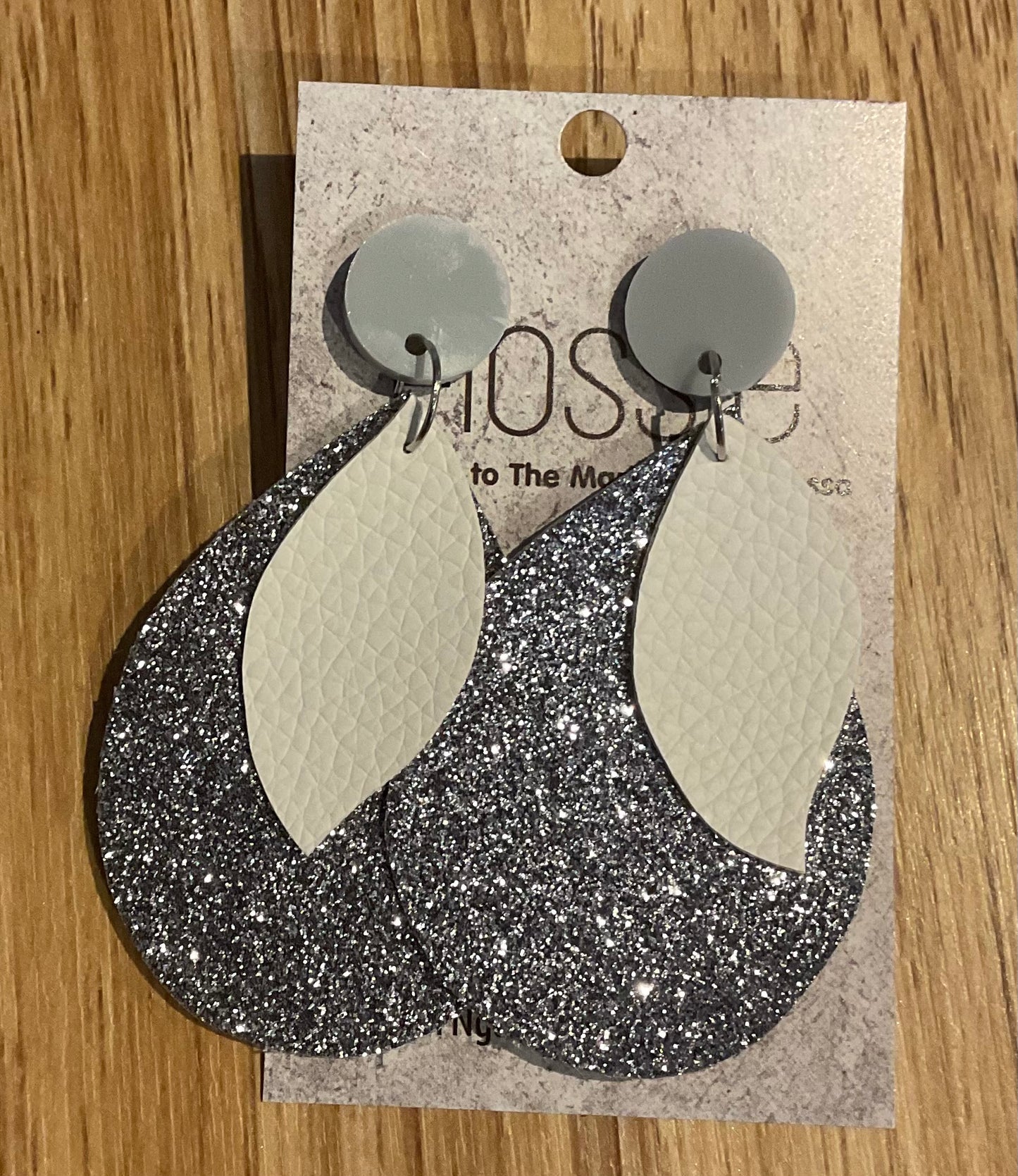 *Earrings Glitter and White Dangles