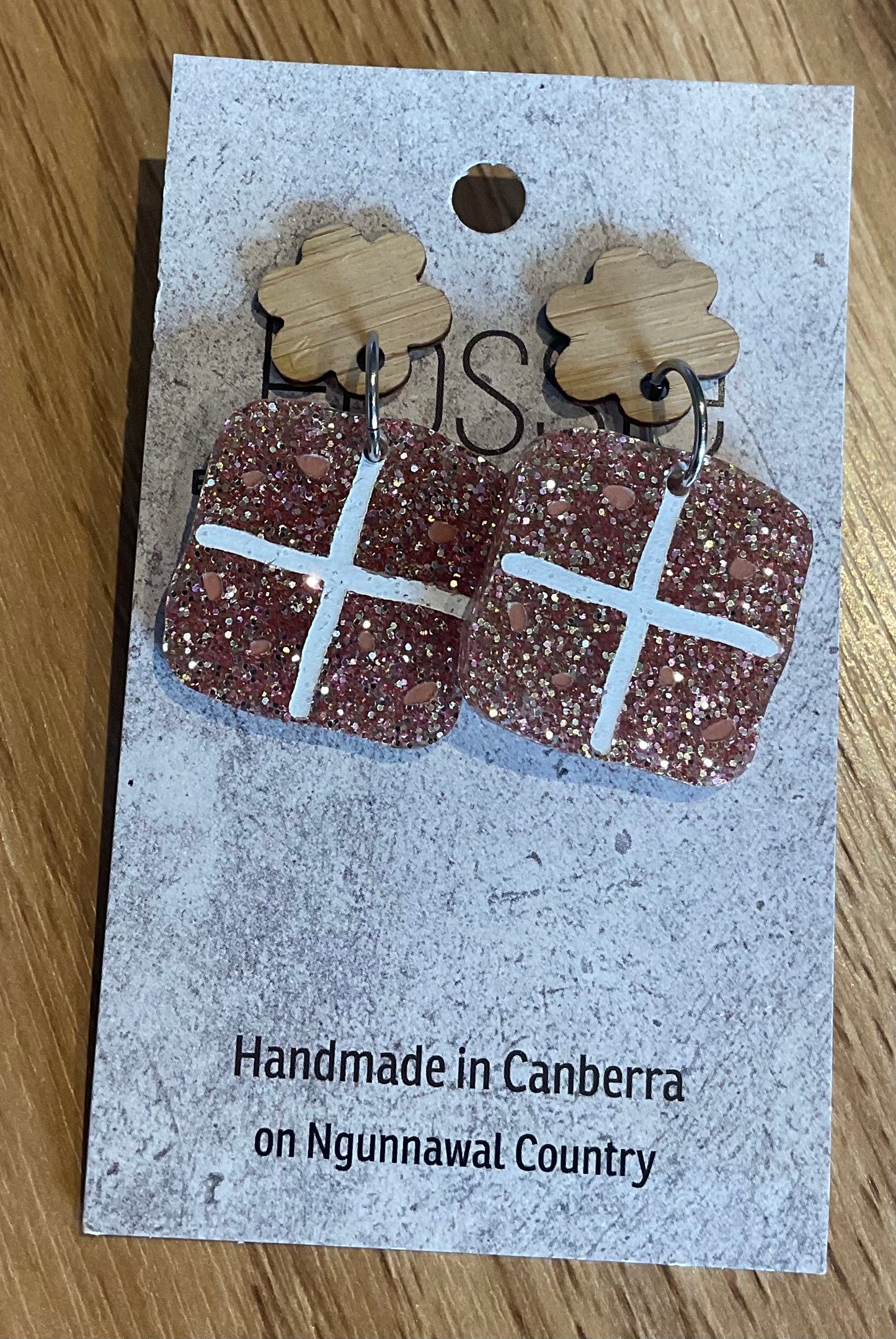 *Earrings Hot Cross Bun Dangles