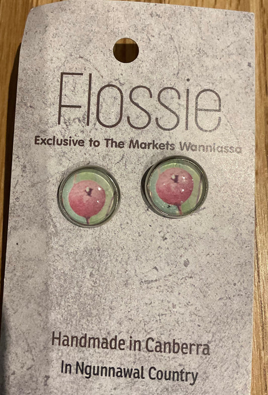 *Earrings Pink Bud Glass Studs
