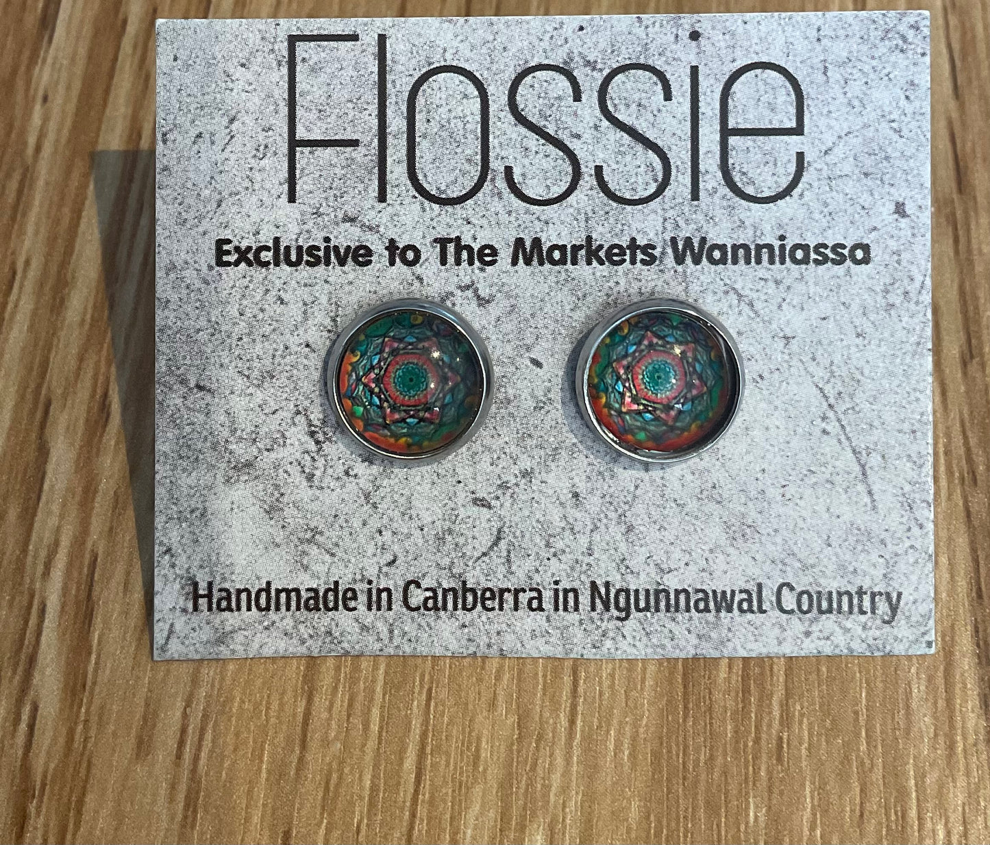 *Earrings Mandala Glass Dome Studs