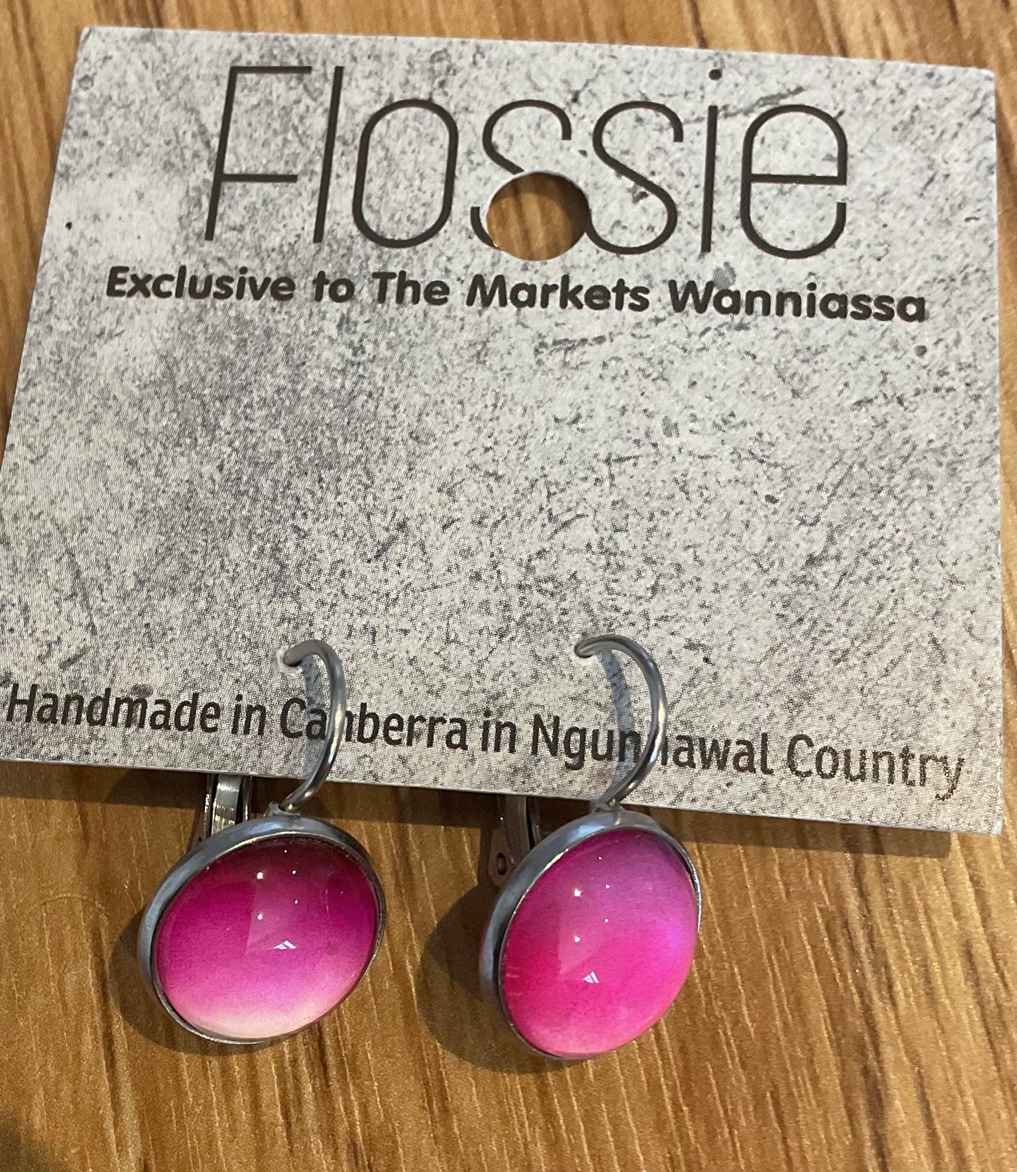 *Earrings Glass Dome Dangles Pink Ombre