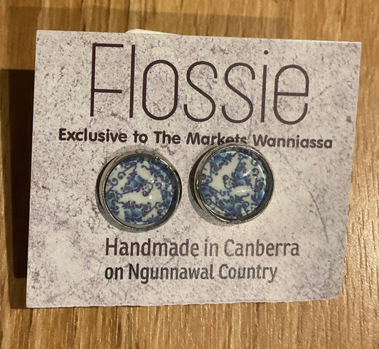 *Earrings Blue Floral Studs