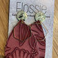 *Earrings Embossed Flowers Maroon Dangles