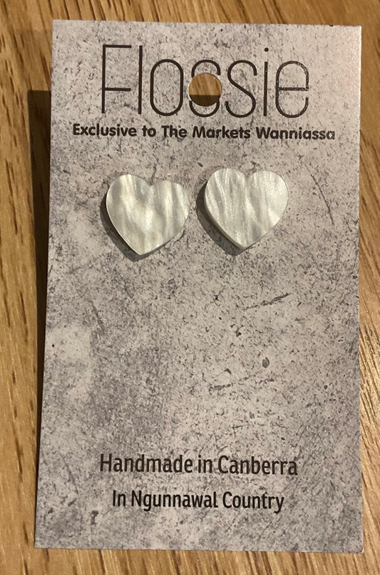 *Earrings Marble Heart Studs